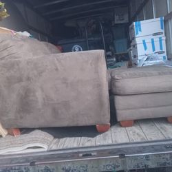 Used Like New Single Couch Love Seat Whit And Ottoman