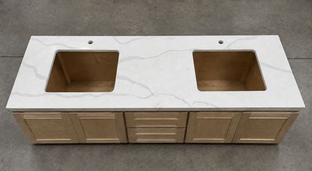 🚨 CLEARANCE SALE - 60" QUARTZ WHITE VANITY DOUBLE SINK TOP🚨