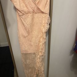 Ladies  Size Small Gorgeous Baby pink lace style long dress