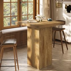 Brand New Open-Box  – 39.4” Square Rustic Brown High Top Bar Table / Bistro Pub Cocktail Table / Kit