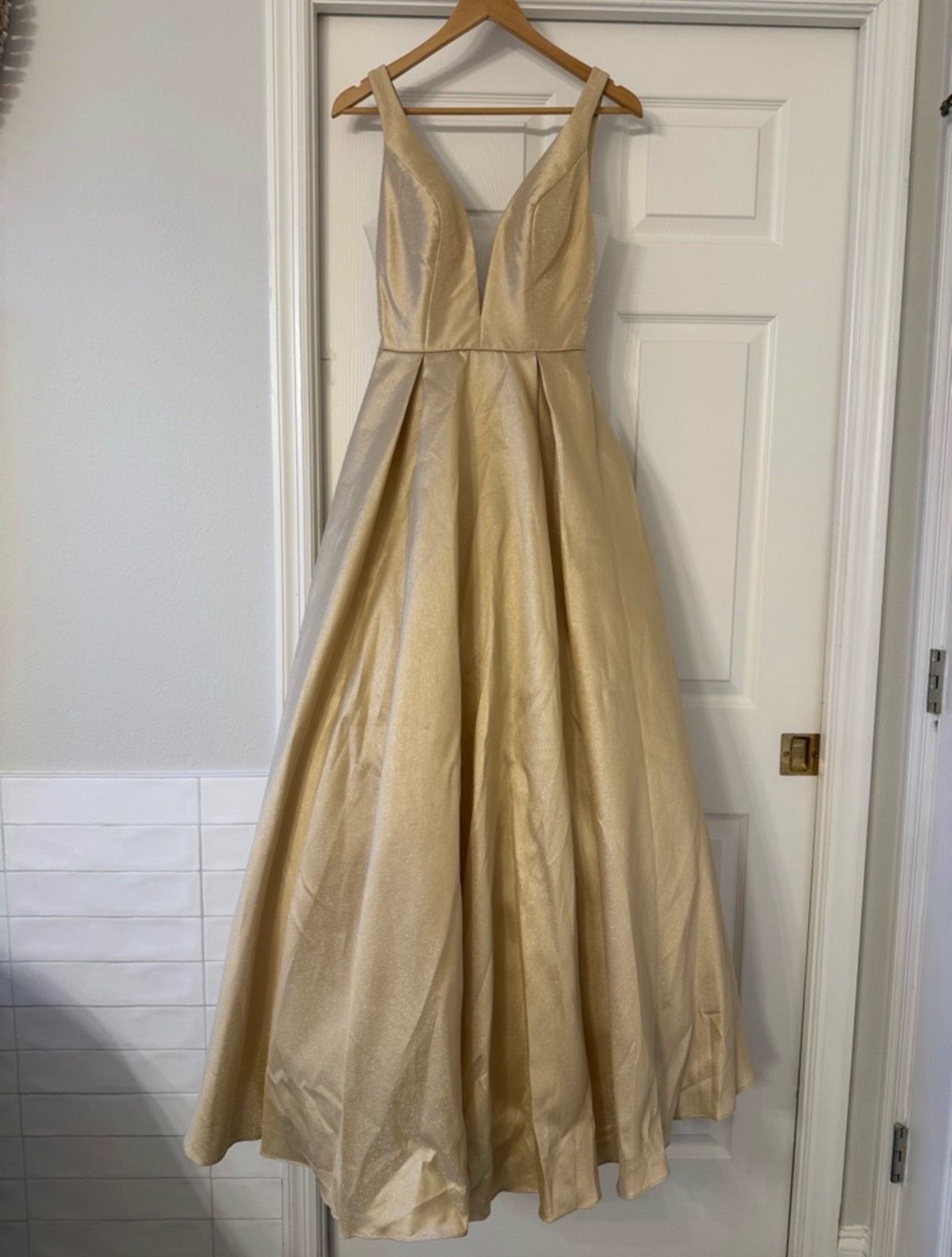 Camille La Vie Gold V-Neck Gown