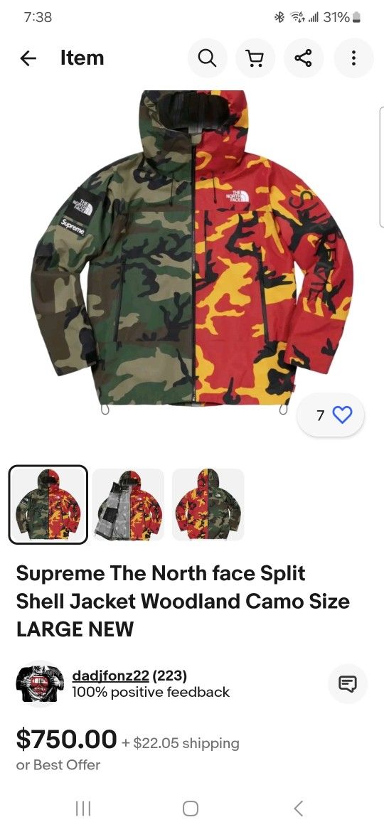 North Face Supreme Camo Split Jacket New