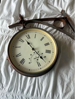 Retro railway wall clock with temp.