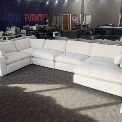 Huge White Cream Down Feather Sectional Couch