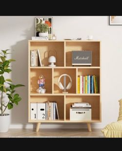 Wood Cube Bookcase Vertical Book Rack Library Shelves