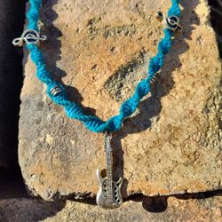 Girls Turquoise Hemp Necklace, Adjustable Size, 16" to 18"