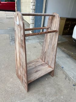 Rustic Wood Clothes Rack with Shelf