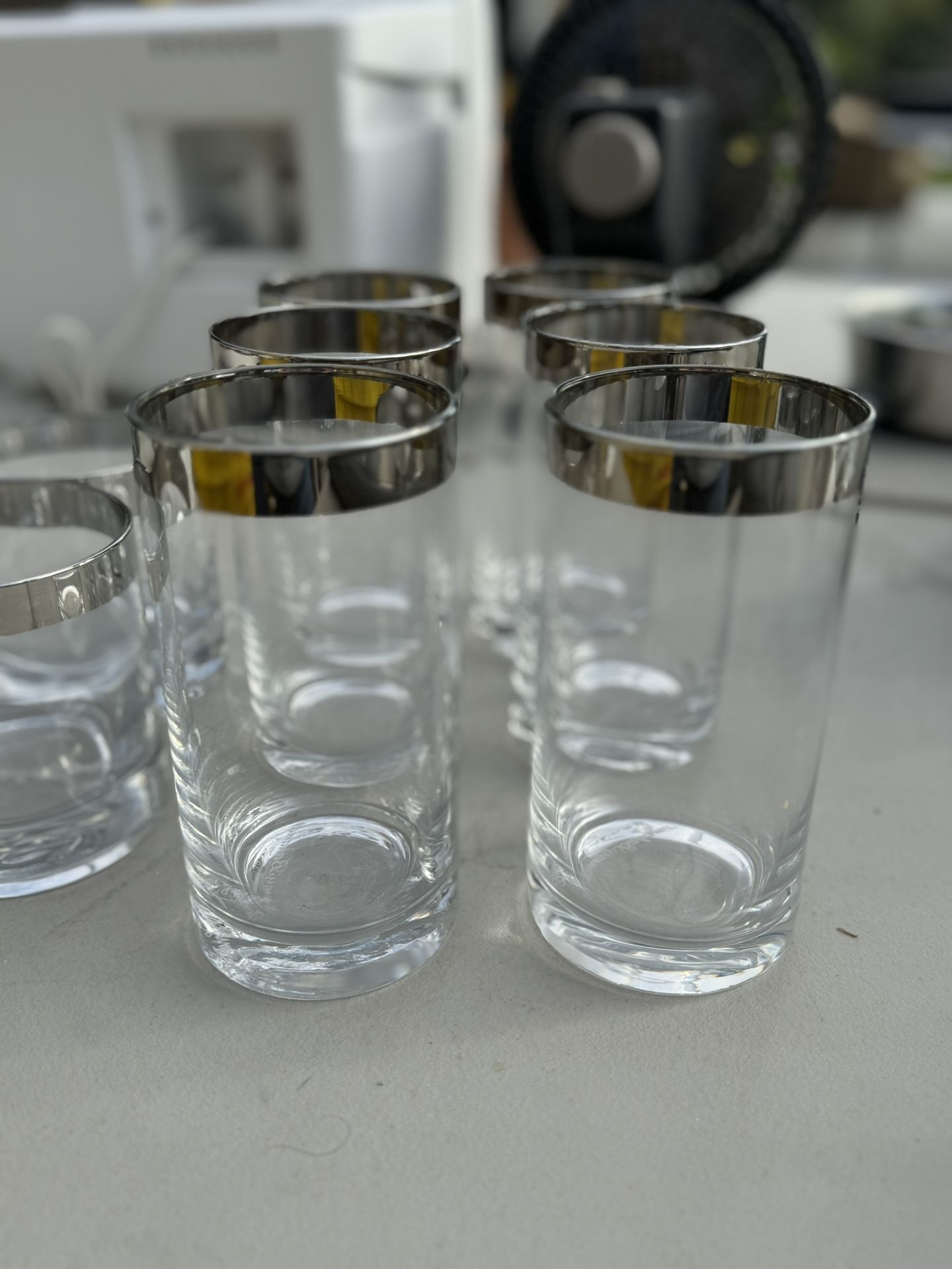 Tommy Bahama Vintage Silver Rim Glass