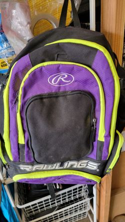Rawlings baseball Backpack Purple Black Lime Green