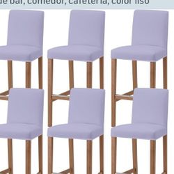 QueenKer Juego de 6 fundas para taburete de bar con respaldo, fundas elásticas y lavables, color liso, mediano, morado, extraíble, para silla alta de 