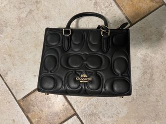 Coach Black Leather Signature Embossed Handbag