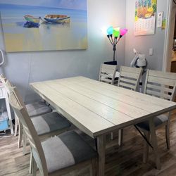 7-Piece Solid Wood Dining Set (Table & 6 Chairs)