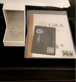 Moissiante stones Vvs 1ct silver Cuban link Ring (PASSES DIAMOND TESTER)