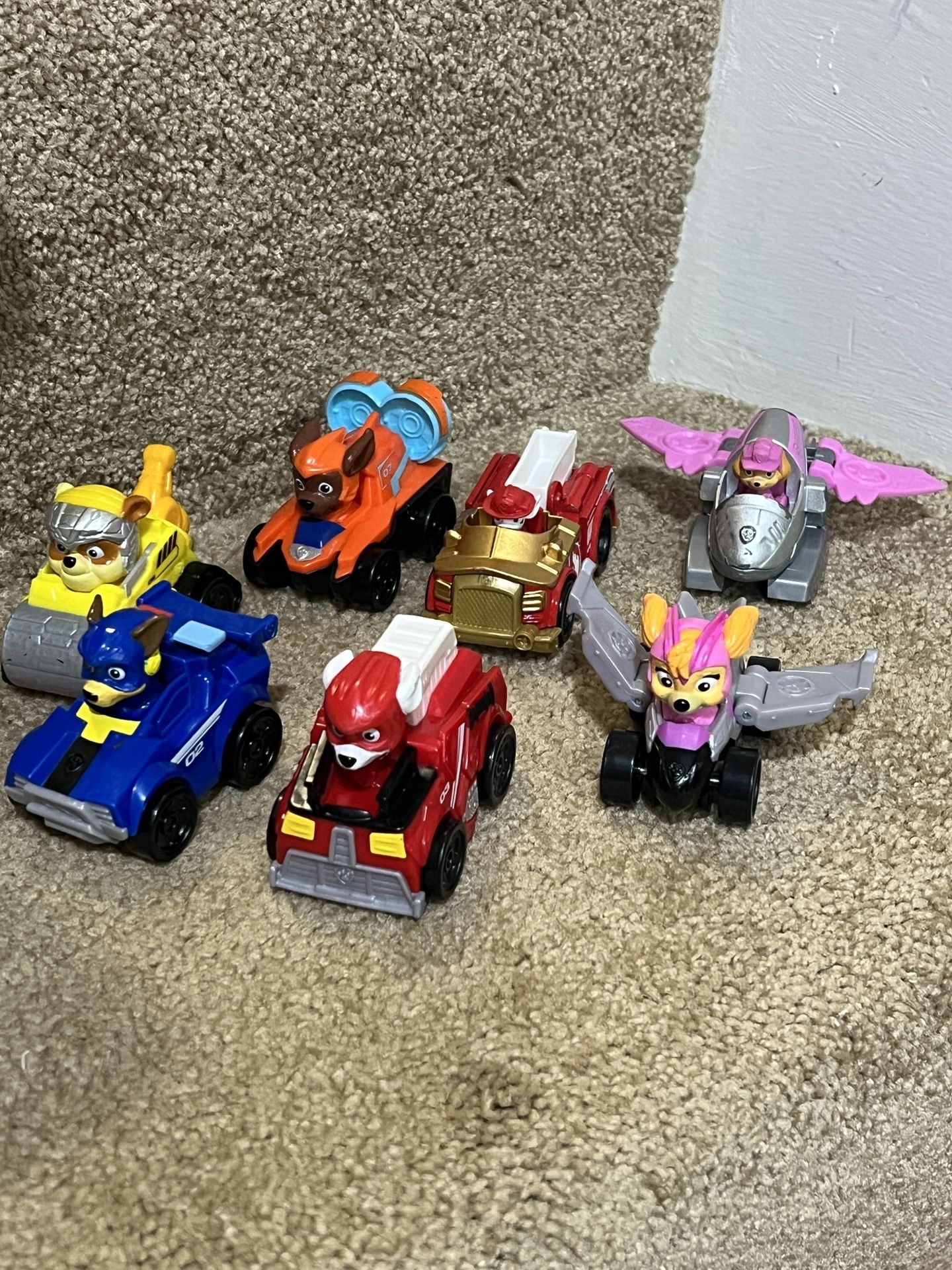 Paw Patrol lot of 7 vehicles cars plane Skye Chase Rubble Marshall Zuma