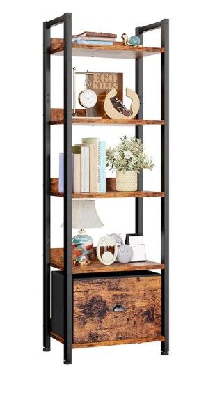 5 Tier Bookshelf with Drawer