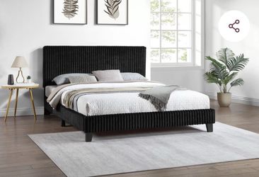 Queen new bed.  Material Color: Black Material: Fur-Like Jumbo Corduroy