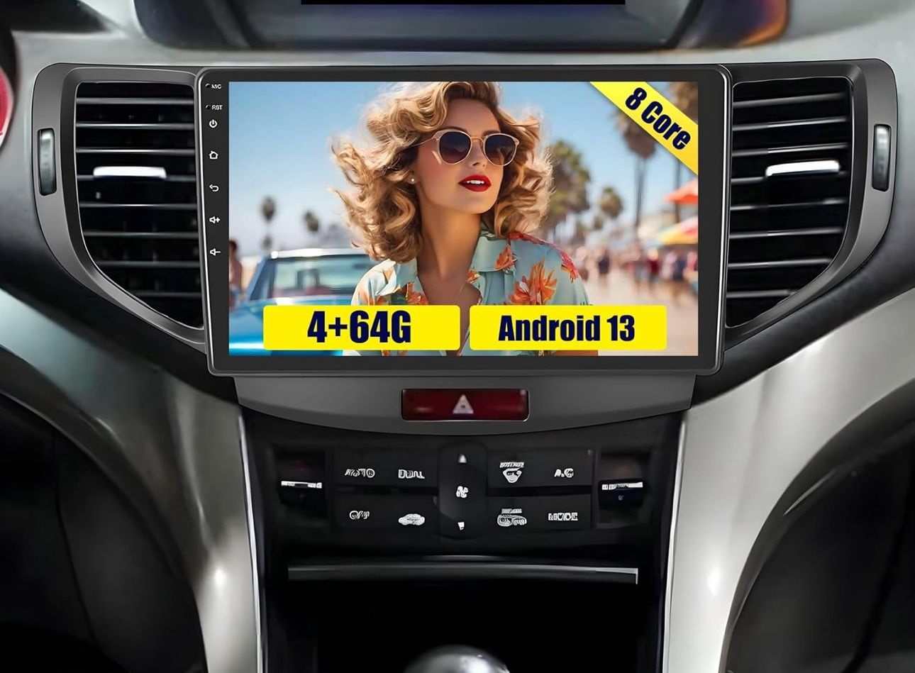 Roinvou 8 Cores 4+64G Android Car Radio for Acura TSX 2009-2014/Honda Accord 2008-2012, 9" Touch Screen Carplay Android Auto with 32EQ Bluetooth WiFi 