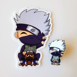 KAKASHI LUCKY CAT W/ PAKKUN DIE CUT STICKER