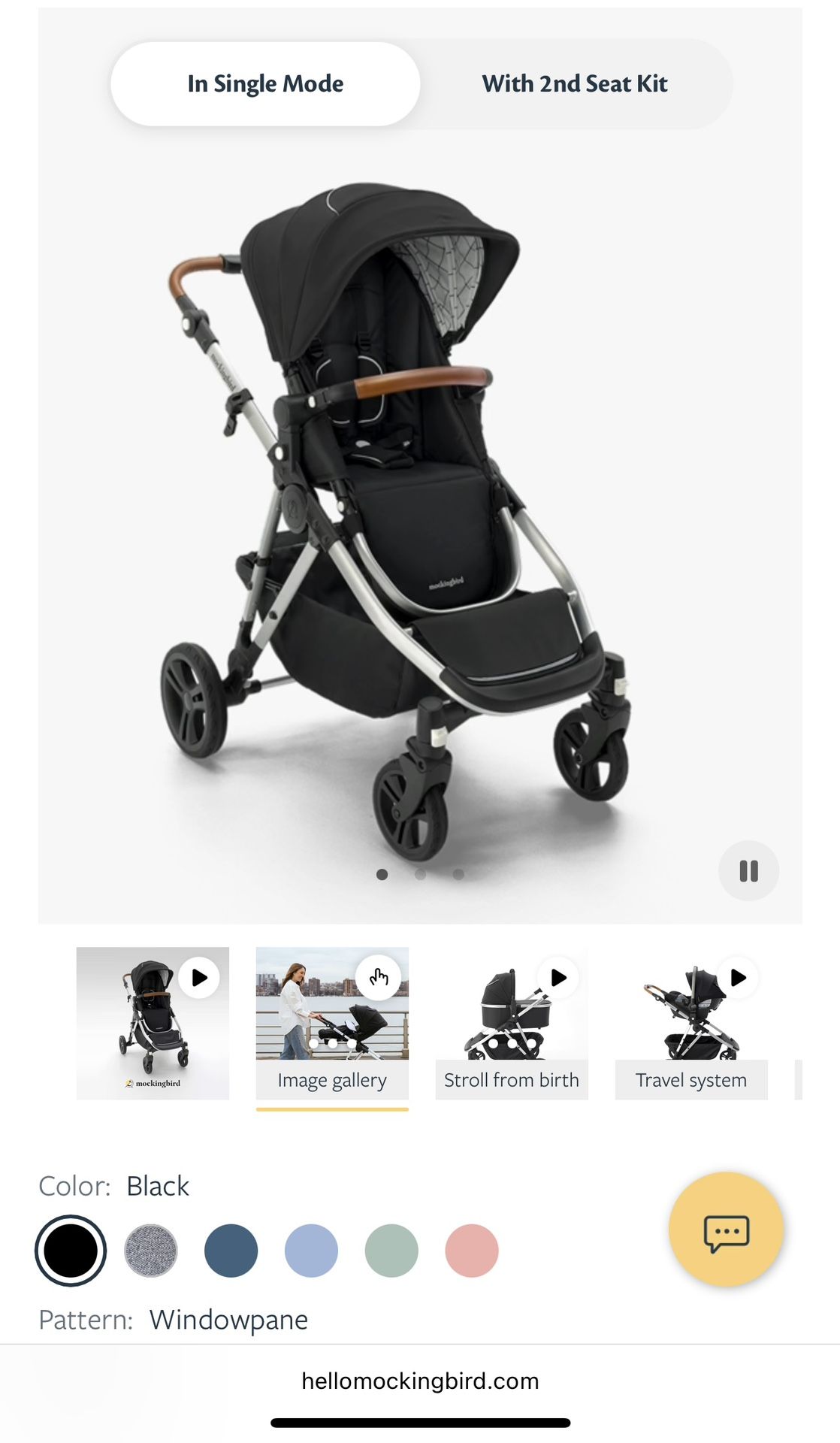 Mockingbird Single-to-Double Stroller / Penny Leather