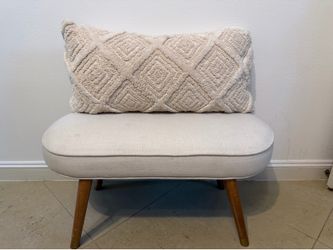 Cream Ottoman Bench with Boho Pillow - Good Condition