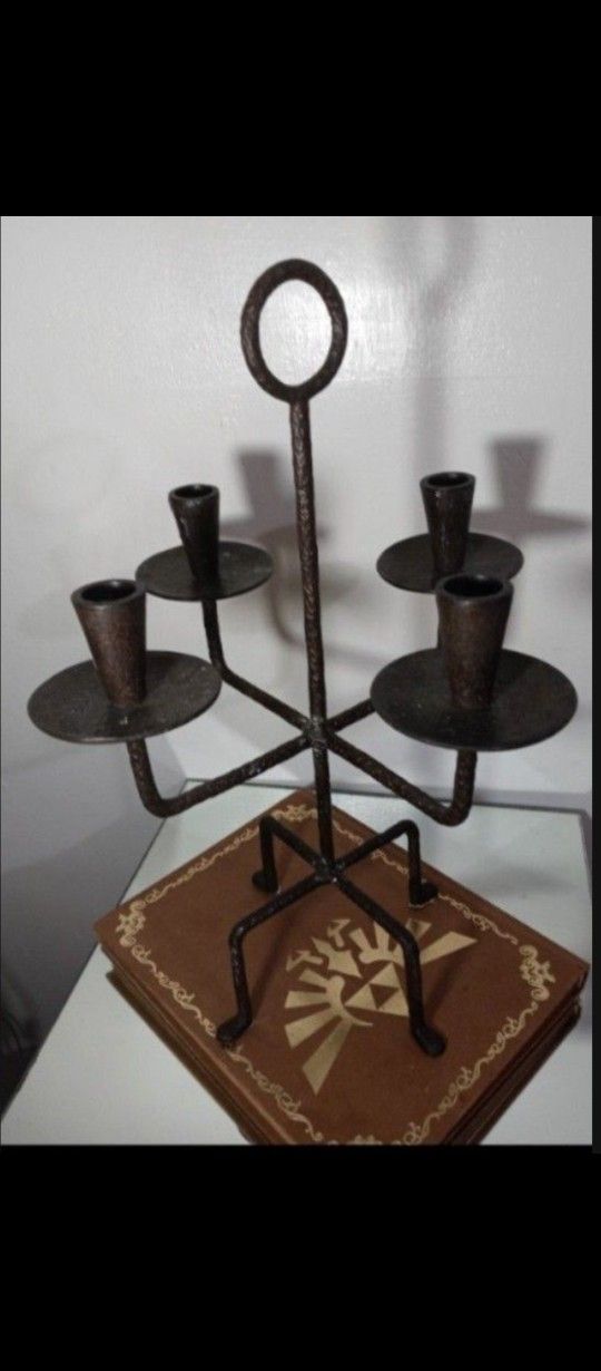 MID CENTURY - VINTAGE WROUGHT IRON CANDELABRA 17"×12"×12"