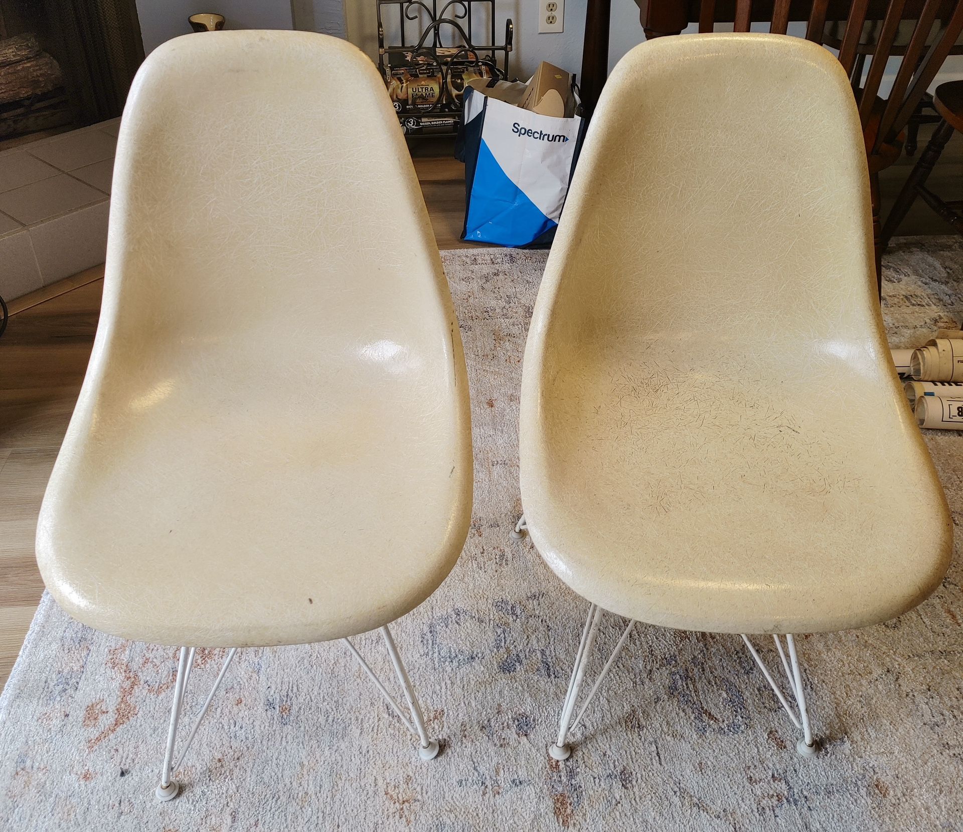 Pair Herman Miller Charles Eames Shell Chairs Eiffel Base 50s 60s Mid Century Modern For Restoration