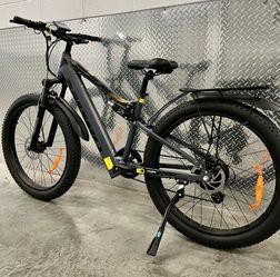 Electric Endurance Mountain E-Bike, 27.5x3.0 All Terrain Tire, 28mph, Thumb Throttle + Pedal assist  + Rear Rack 