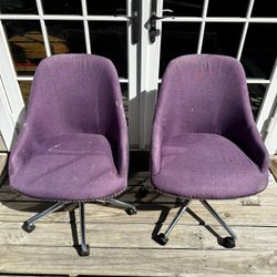 Two Purple Height Adjustable Rolling Chairs
