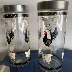 Rooster glass containers (set of 2)