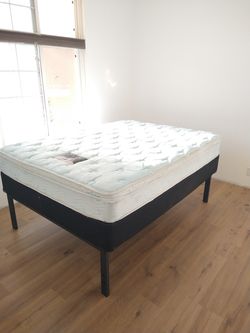 Queen bed frame box spring and mattress