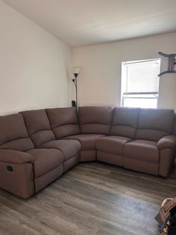 Sofa Fabric with 2 recliners brown