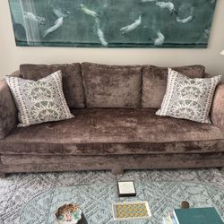 Custom Velvet Brown Sofa