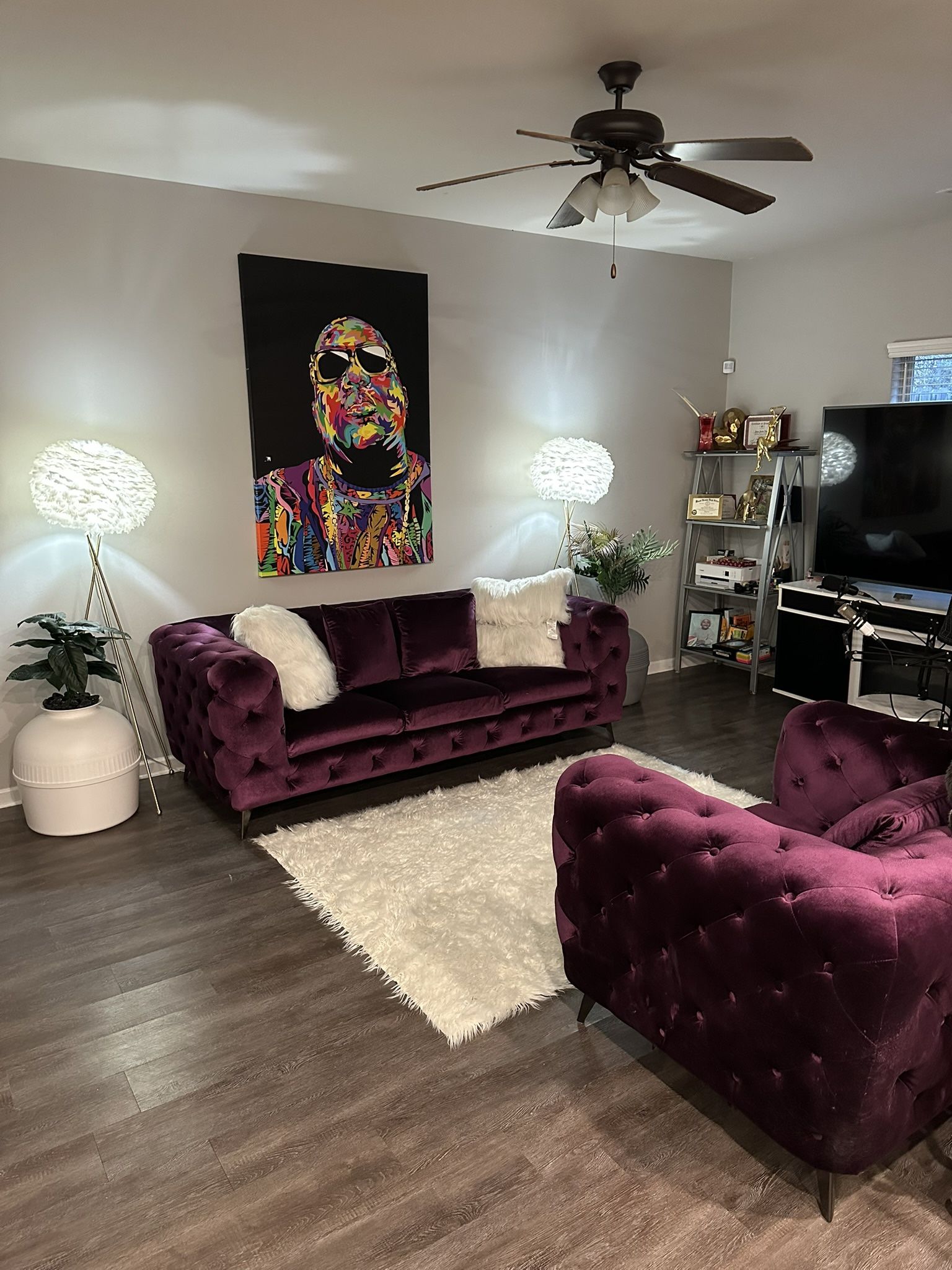 Purple Sofa And Chair