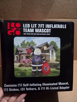 Houston Texans 7FT Led Lit Inflatable Team Mascot Santa