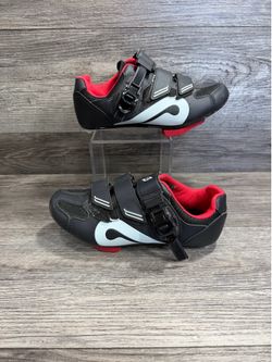 Peloton Women’s Cycling Shoes EU 38 / US 7 Black Red w/ 3-Bolt Cleats