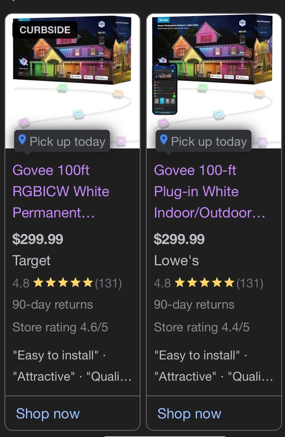 Govee Permanent Outdoor Lights RGBIC 150ft Building materials & Supplies