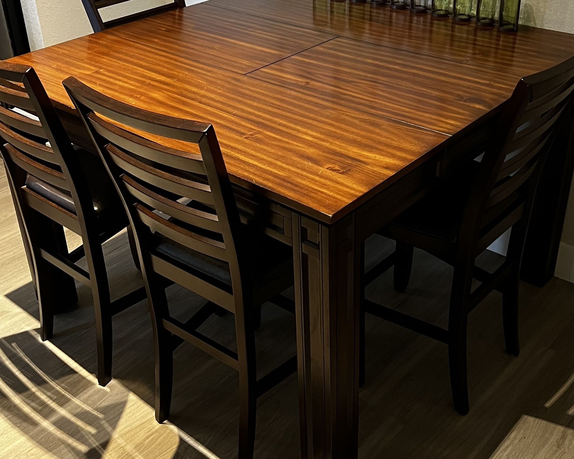 Dining Table With Leaf And 4 High Top Chairs