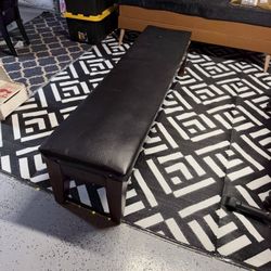 Black Leather Game Room Bench 