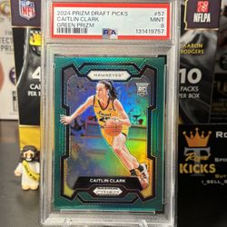 2024 PANINI PRIZM DRAFT PICKS #57 CAITLIN CLARK GREEN PRIZM RC PSA 9 ROOKIE