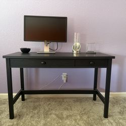 Black Wooden Desk and Black Office Chair