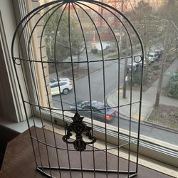 Decorative Birdcage Wall Hanging W Gold Fleur-de-Lis