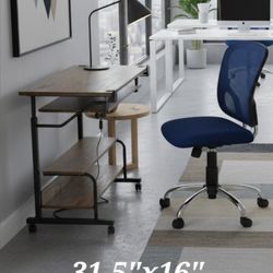 Can Deliver 31" Rolling Desk Workstation AND Blue Rolling Task Chair
