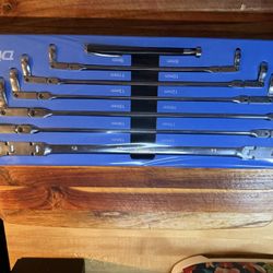 Double Jointed Extra Long Flex Head Ratchet Wrench Set, 6 PCS Metric 8-19mm Box End Ratcheting Wrench with a Magnetic Pickup Tool Kit, 72-Teeth, Cr-V 