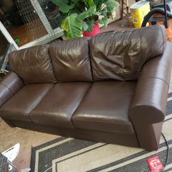 Brown leather couch