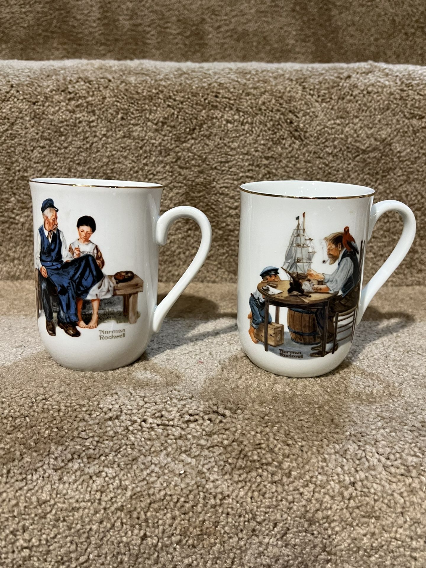Norman Rockwell set of 2 mugs Lighthouse keeper’s daughter & A Good Boy