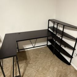 L Desk With Shelves