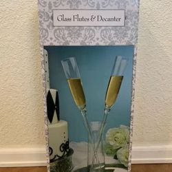 Glass flutes and decanter 