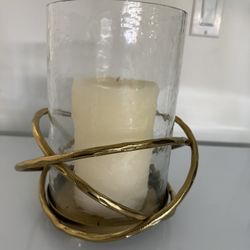 Gold Metal Glass Candle Holder 