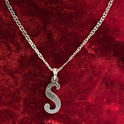 925 NEW SILVER Necklace With  S  Pendant