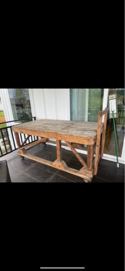 Antique large wood cart